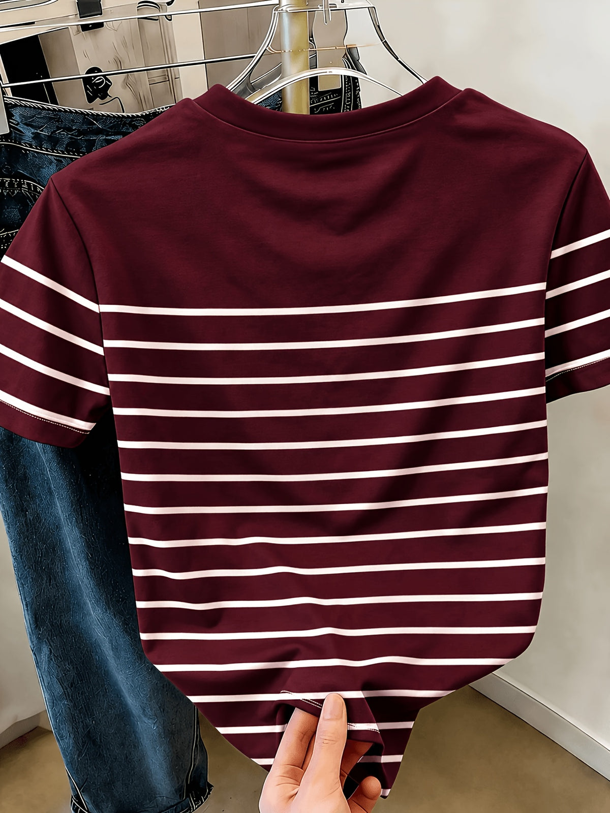 Women'S Size T-Shirt: Classic Summer Dark Green And White Striped Basic Short-Sleeve T-Shirt Easy, Loose-Fitting, Casual, Flattering, And Versatile Top Summer Outfits for Women Women'S Summer Clothing Women'S Clothing Women'S