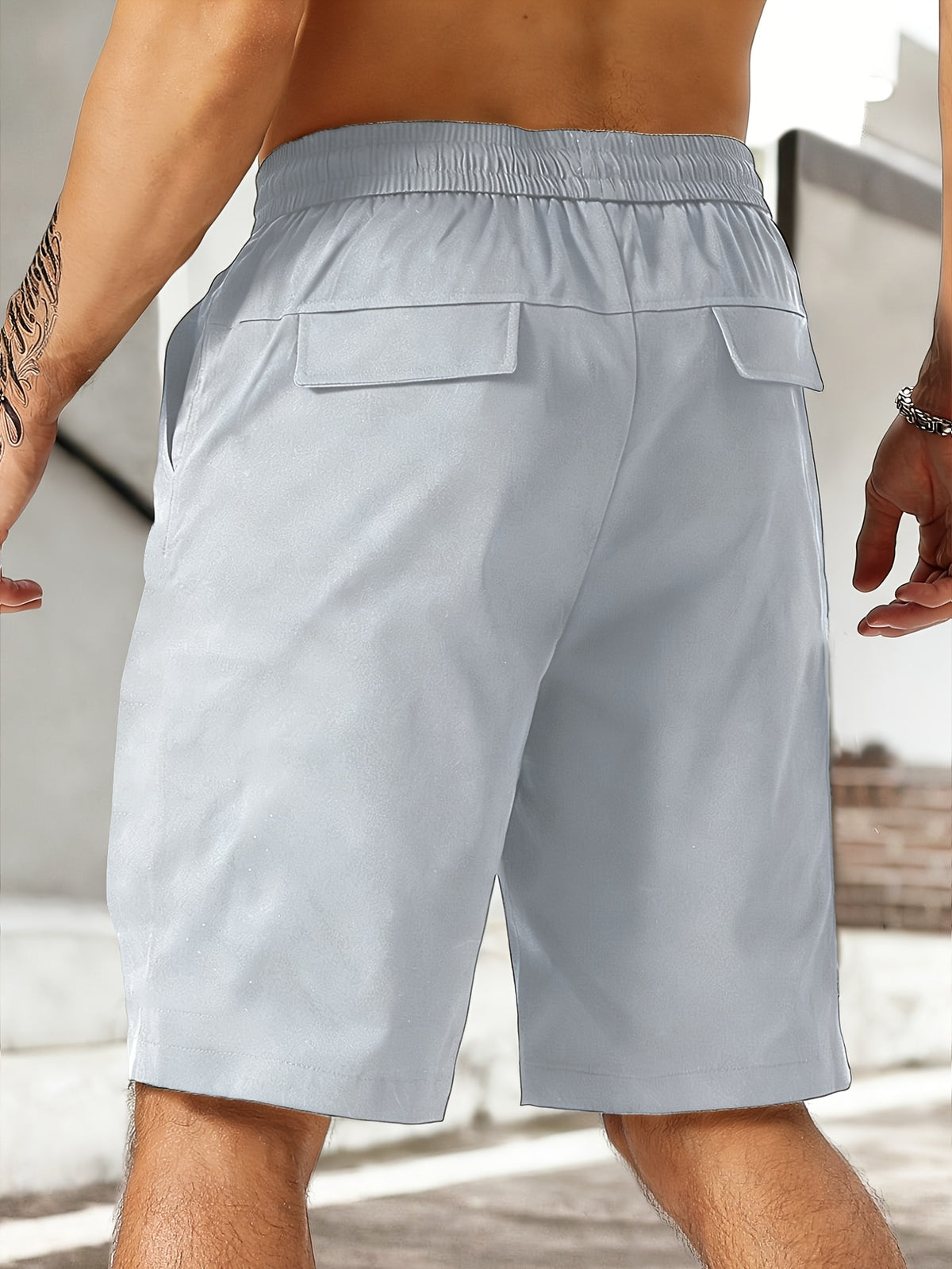 Men'S Summer Fashion Versatile Casual Loose High-End Comfortable Pants Trendy Design with Pockets Drawstring Shorts