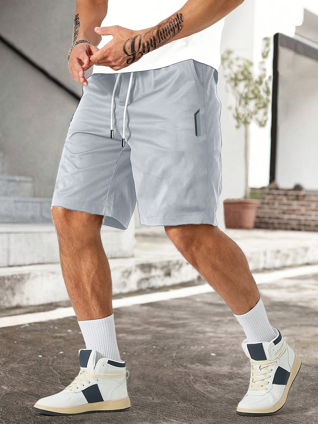 Men'S Summer Fashion Versatile Casual Loose High-End Comfortable Pants Trendy Design with Pockets Drawstring Shorts