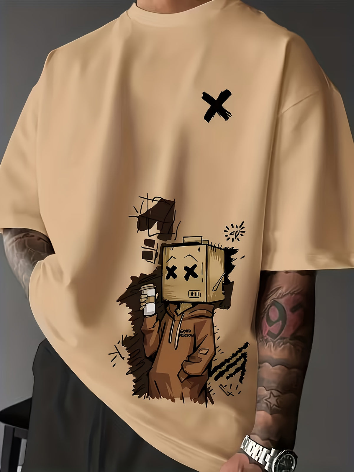 Men's Doll Graffiti T-Shirt / Printed Design - Not Textured / One Short-Sleeve Casual Outdoor Trendy Fashion / Perfect Gift for Friends and Family